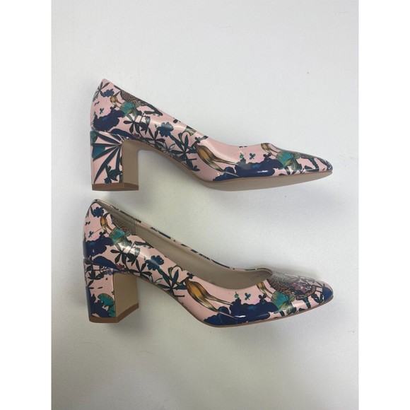 Zara Basic Tropical Animal Floral Pink Block Heel EU Size 36 (us size 6) NEW - Picture 3 of 13